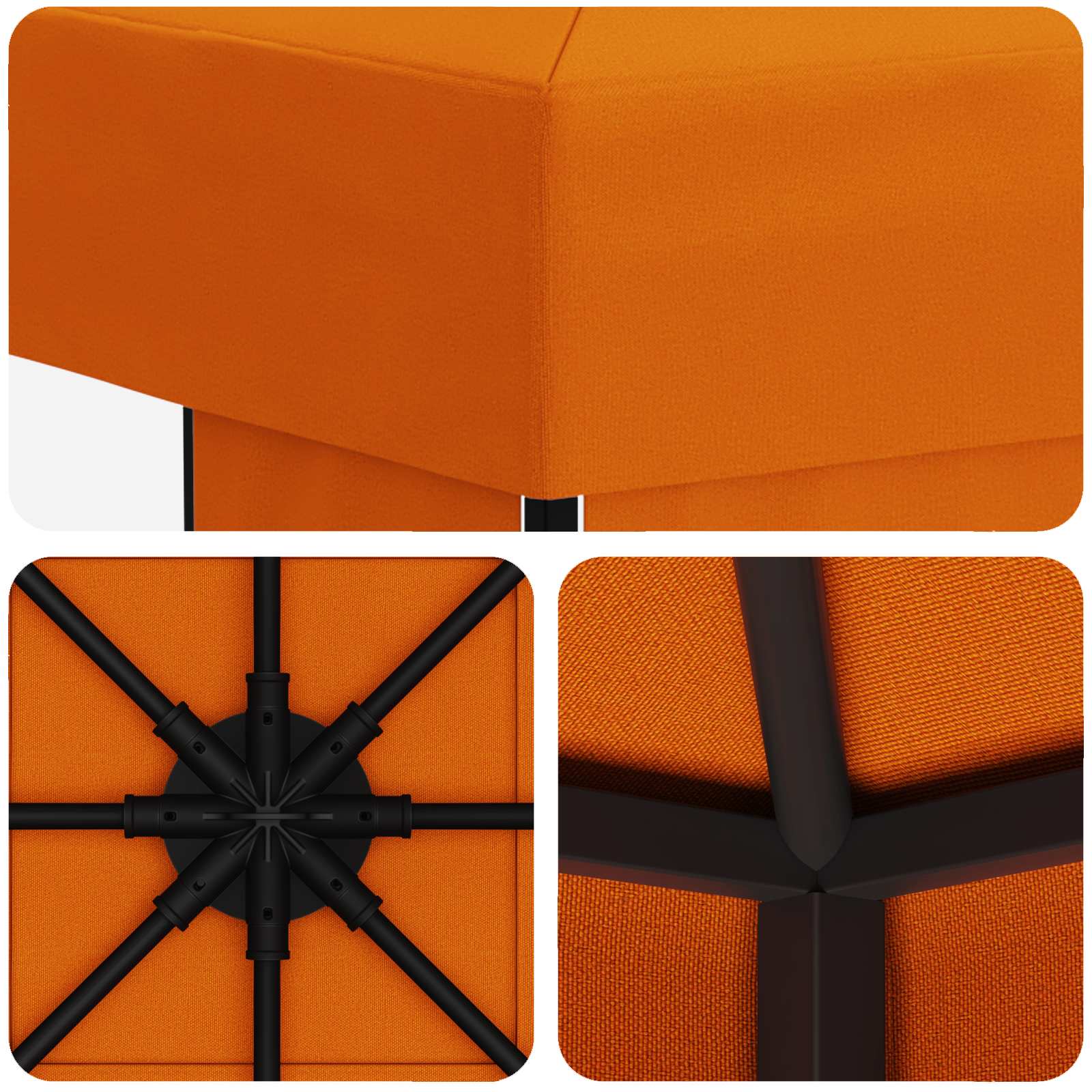Pavillon 3 x 3 m Orange Polyester und Stahl 190 gsm