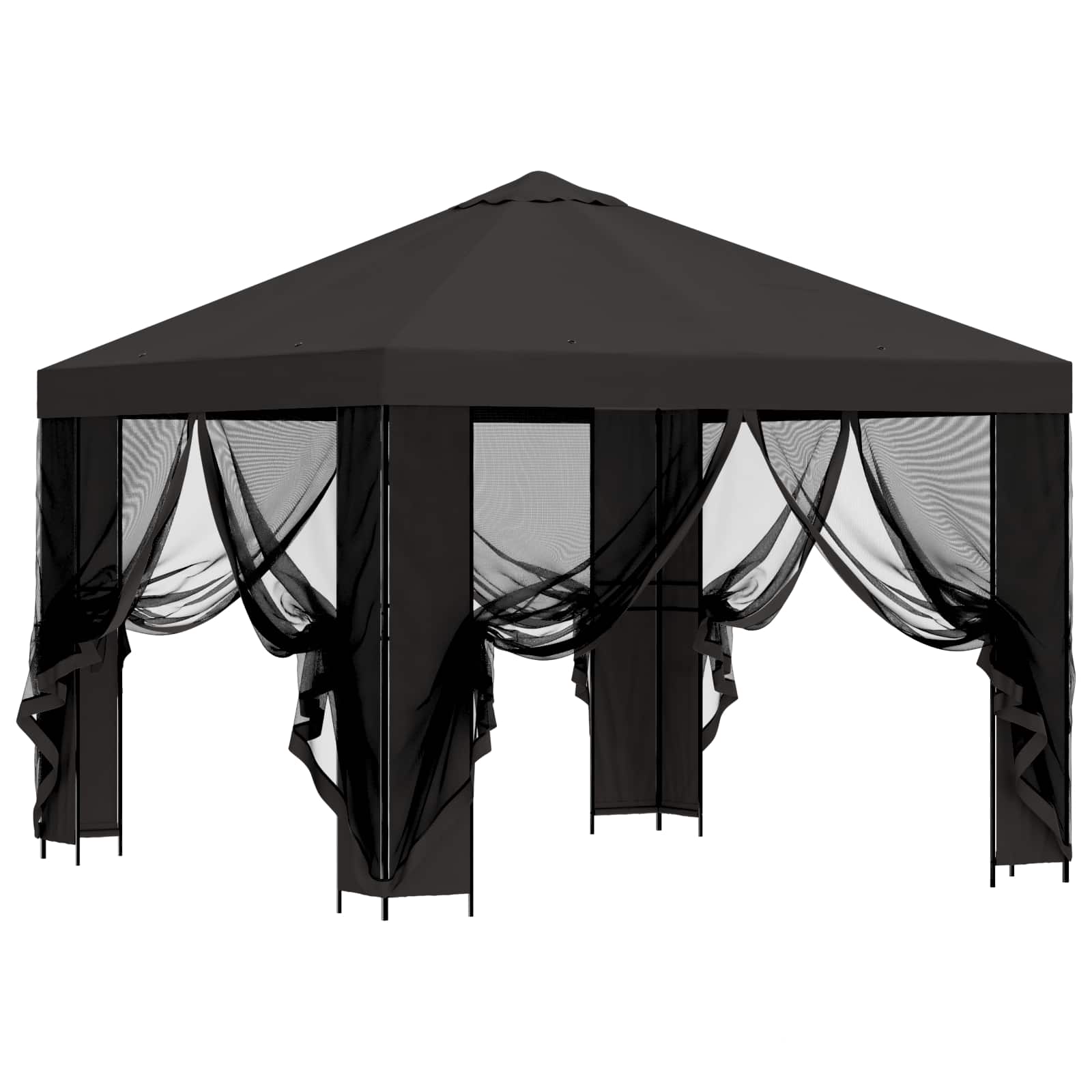 Garten Pavillon mit Seitenwänden 3 x 3 m Anthrazit