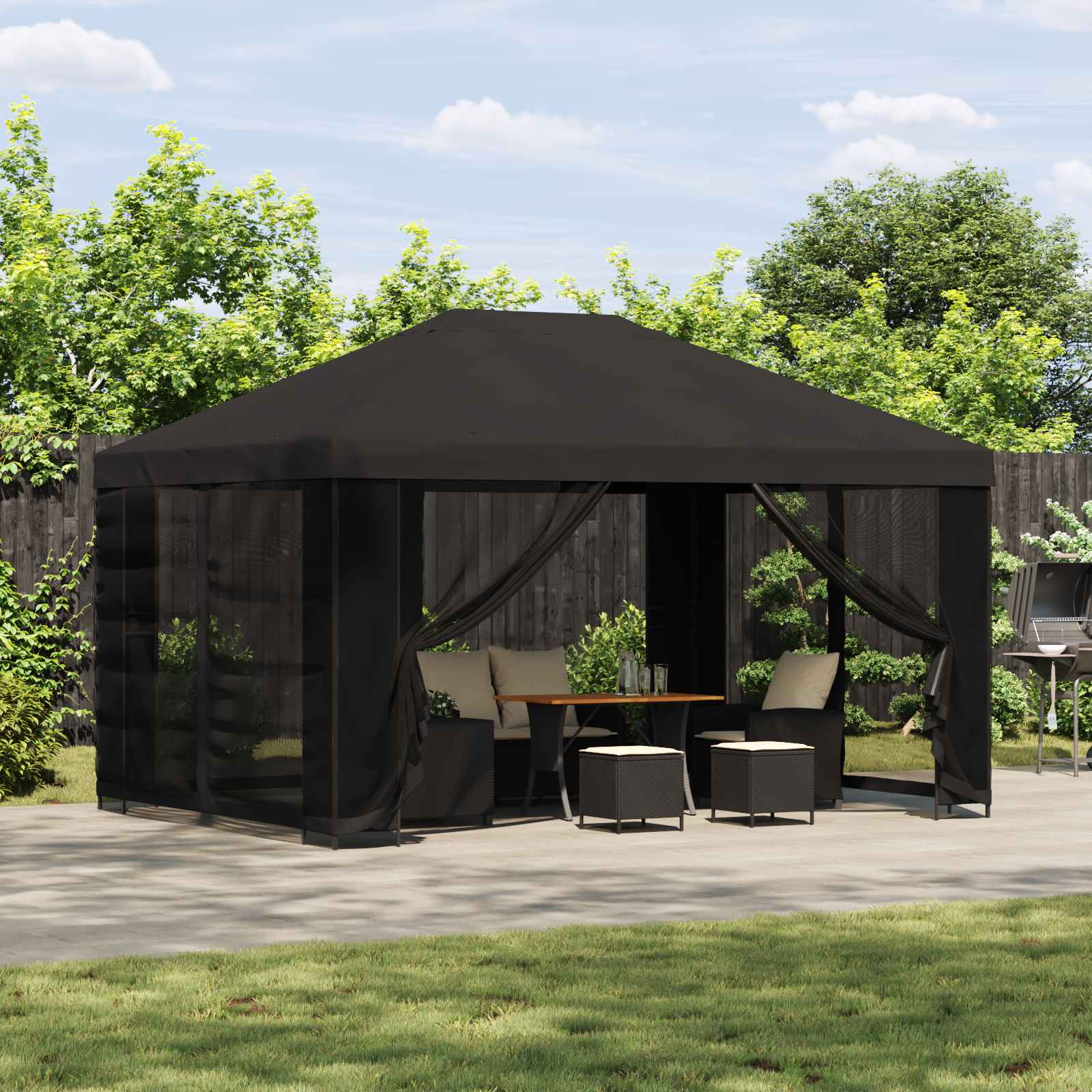 Pavillon 4 x 3 m Anthrazit Polyester und Stahl 190 gsm