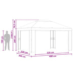 Pavillon 4 x 3 m Anthrazit Polyester und Stahl 190 gsm