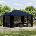Pavillon 4 x 3 m Blau Polyester und Stahl 190 gsm