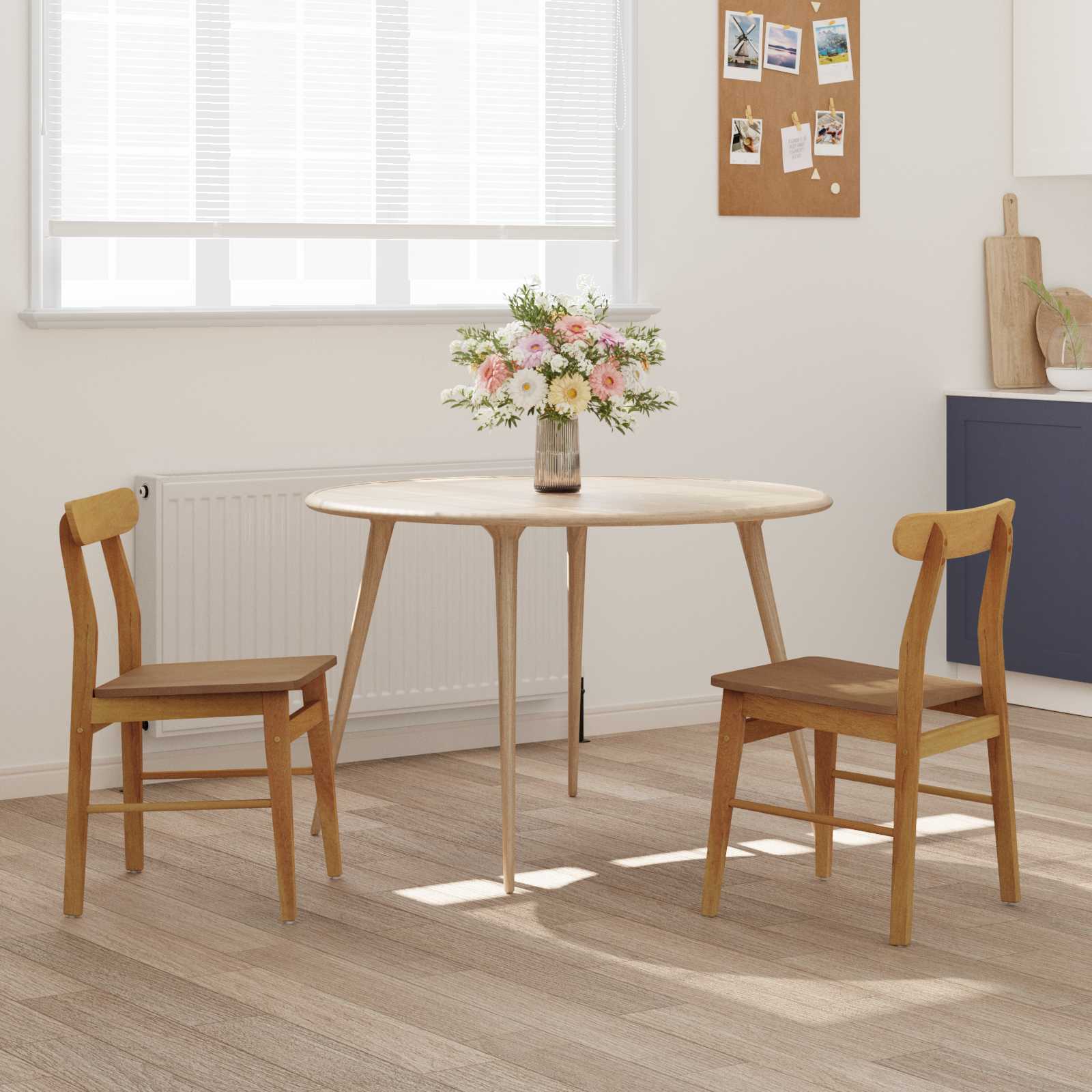 Esszimmerstuhl 2 pcs Natur 43 x 44,5 x 77 cm Massives Gummiholz