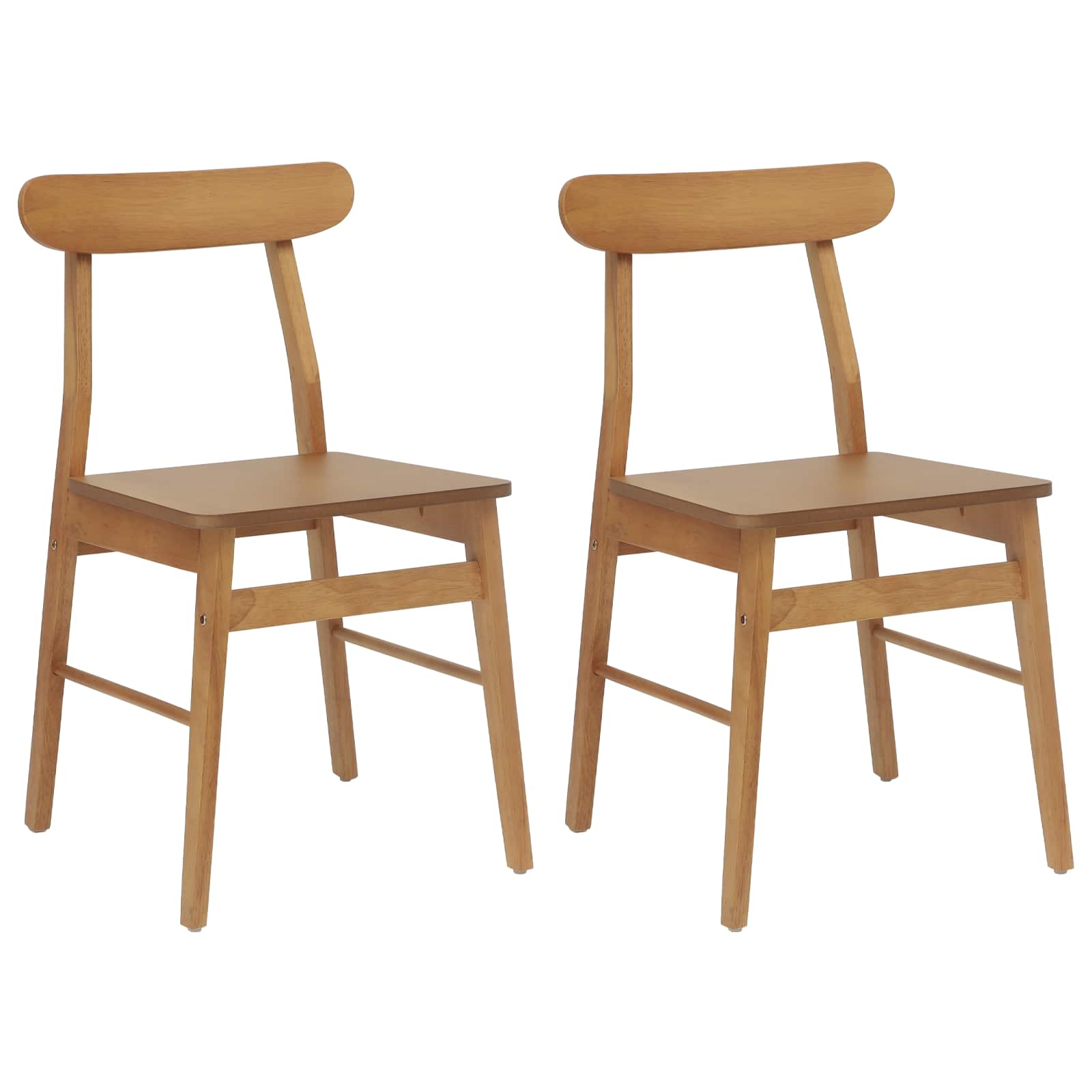 Esszimmerstuhl 2 pcs Natur 43 x 44,5 x 77 cm Massives Gummiholz