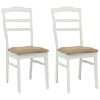 Esszimmerstuhl 2 pcs Weiß und Braun Massives Gummiholz