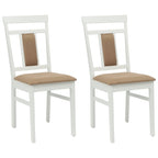 Esszimmerstuhl 2 pcs Weiß und Braun Massives Gummiholz