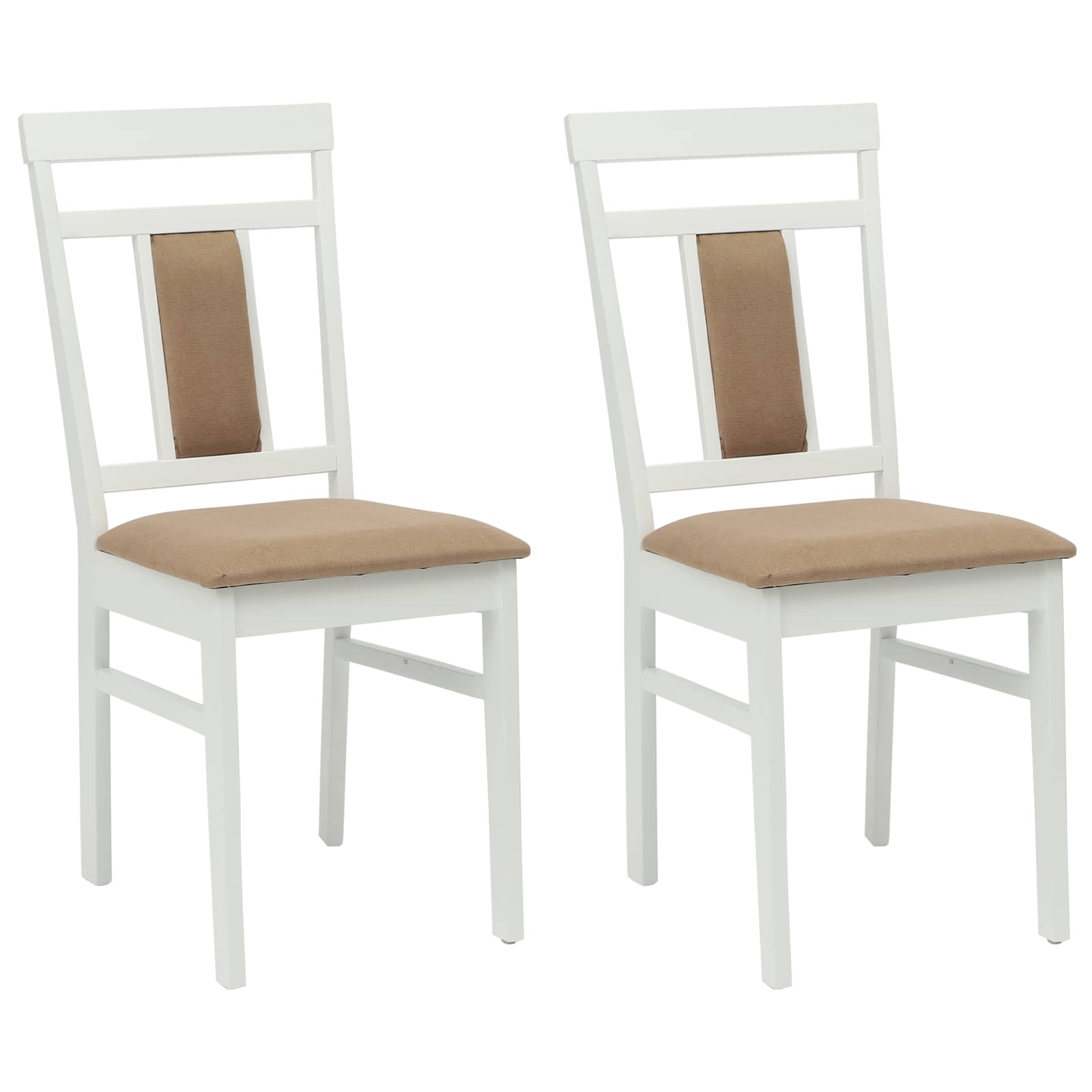 Esszimmerstuhl 2 pcs Weiß und Braun Massives Gummiholz