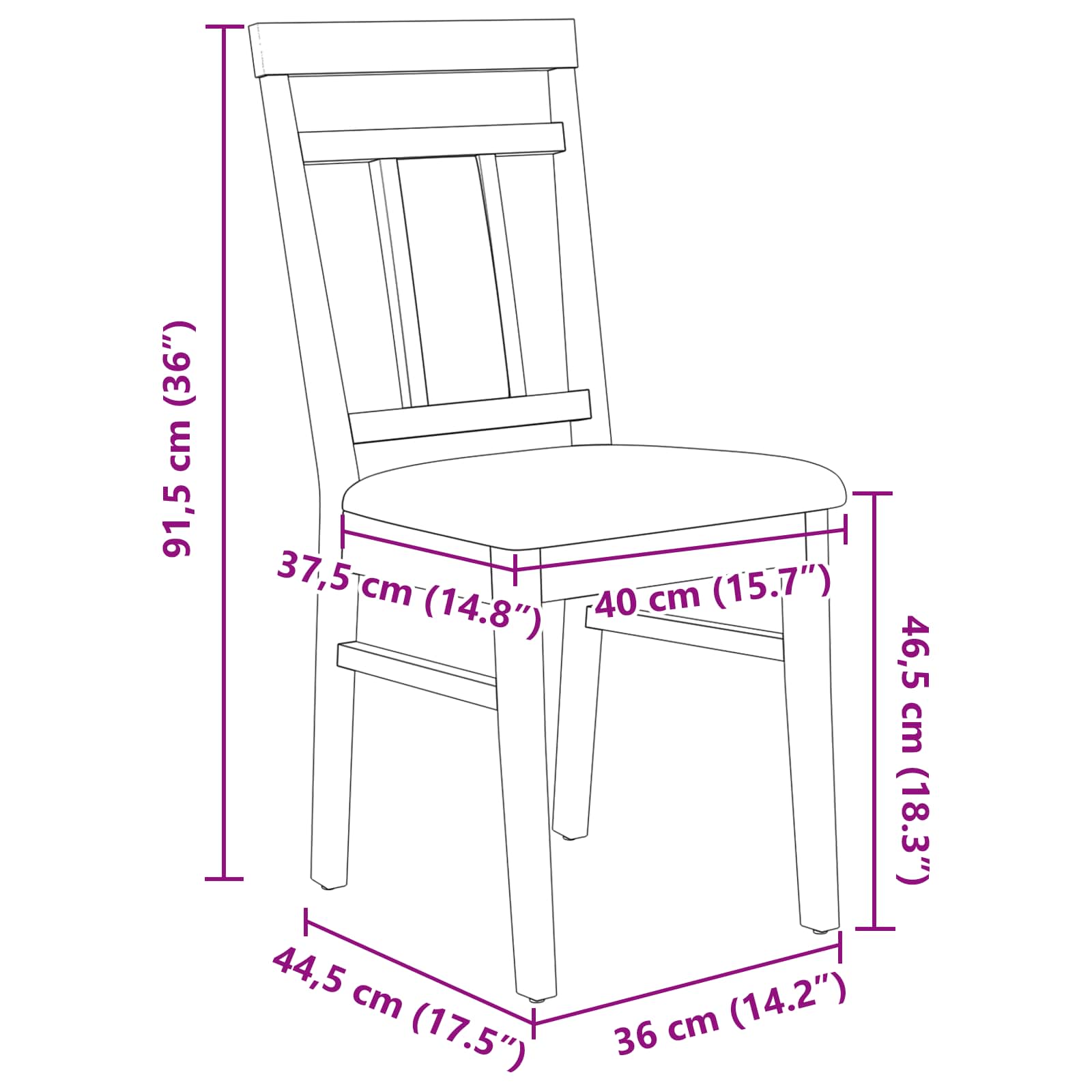 Esszimmerstuhl 2 pcs Weiß und Braun Massives Gummiholz