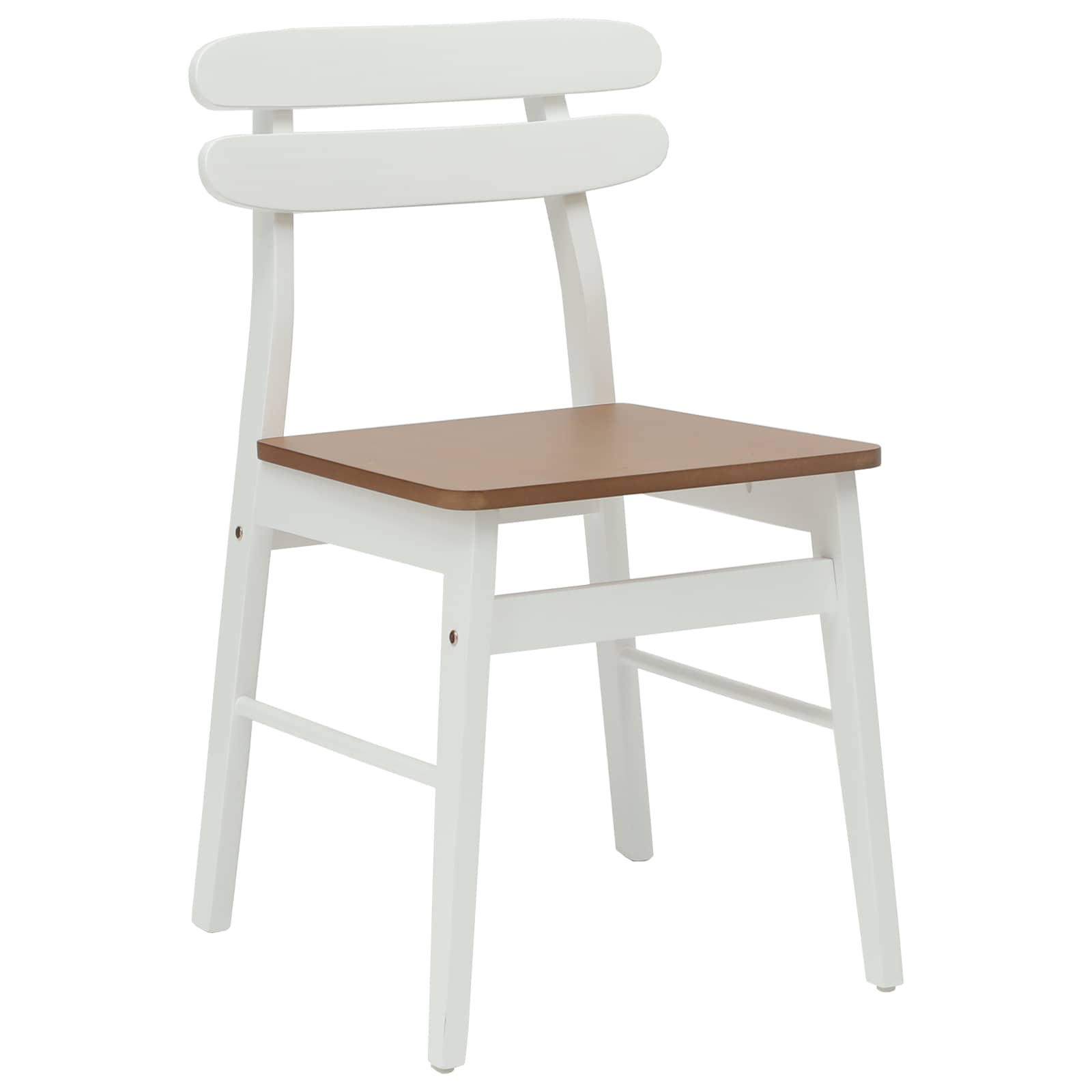 Esszimmerstuhl 2 pcs Weiß und Natur Massives Gummiholz