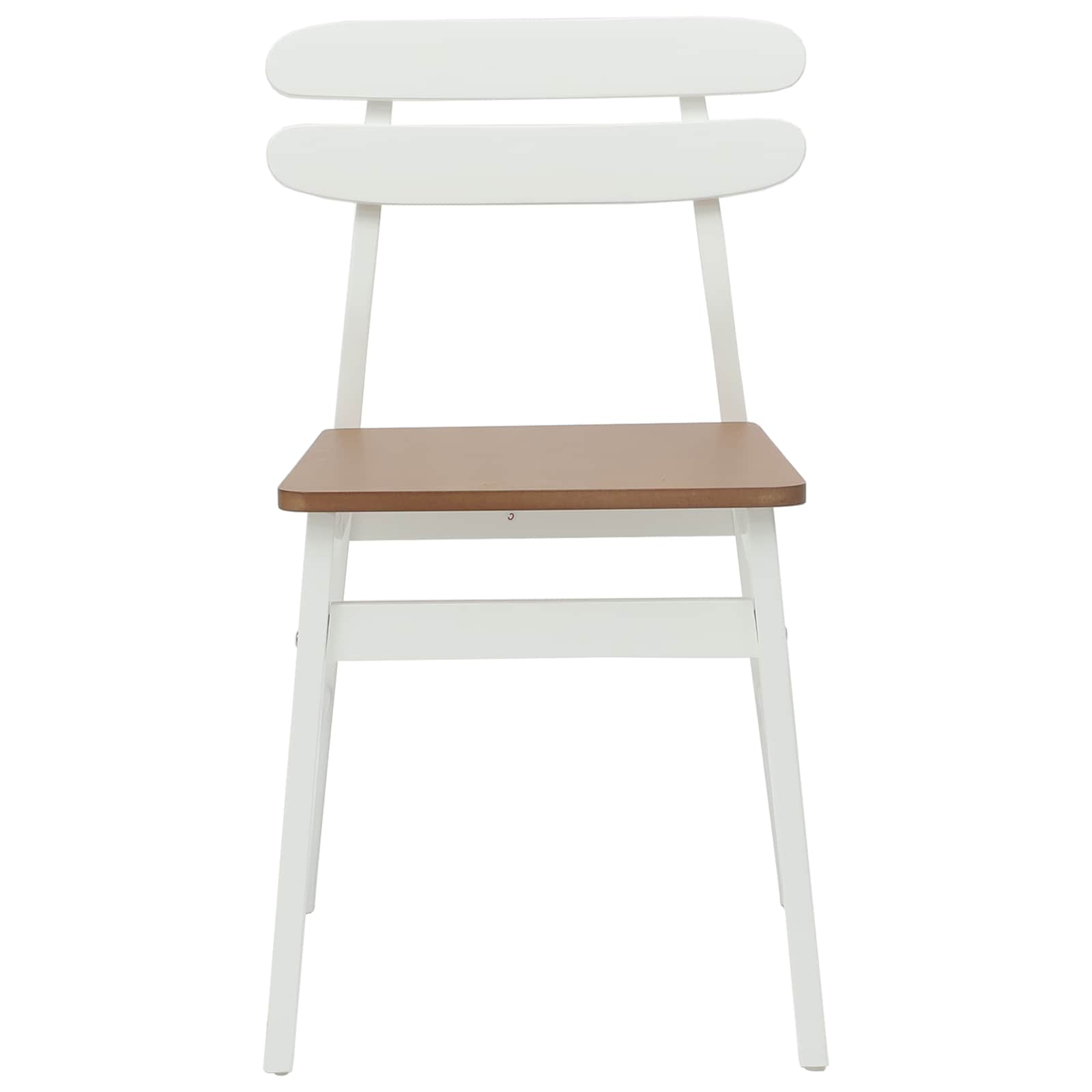 Esszimmerstuhl 2 pcs Weiß und Natur Massives Gummiholz