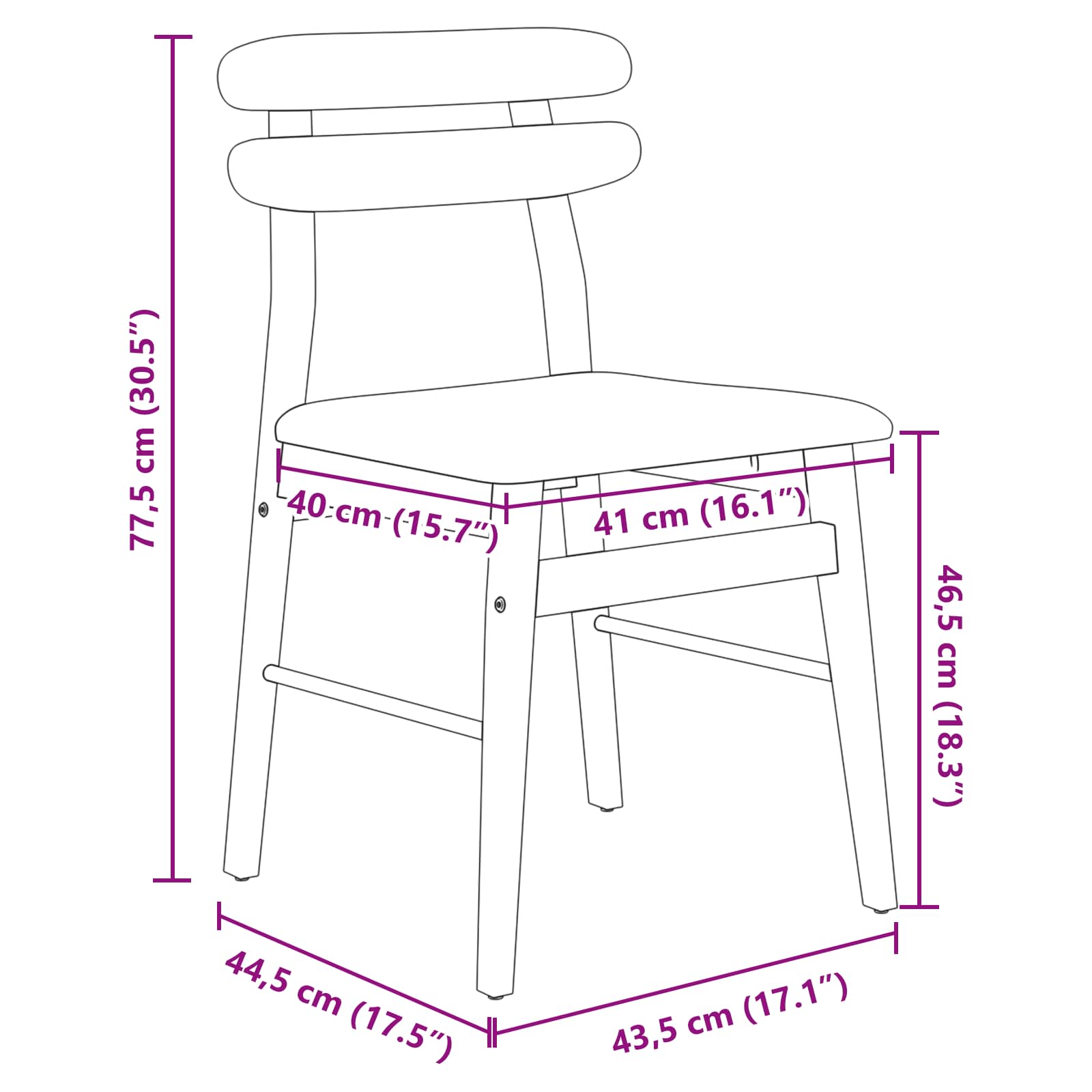 Esszimmerstuhl 2 pcs Weiß und Braun Massives Gummiholz