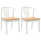 Esszimmerstuhl 2 pcs Weiß und Natur Solides Gummiholz