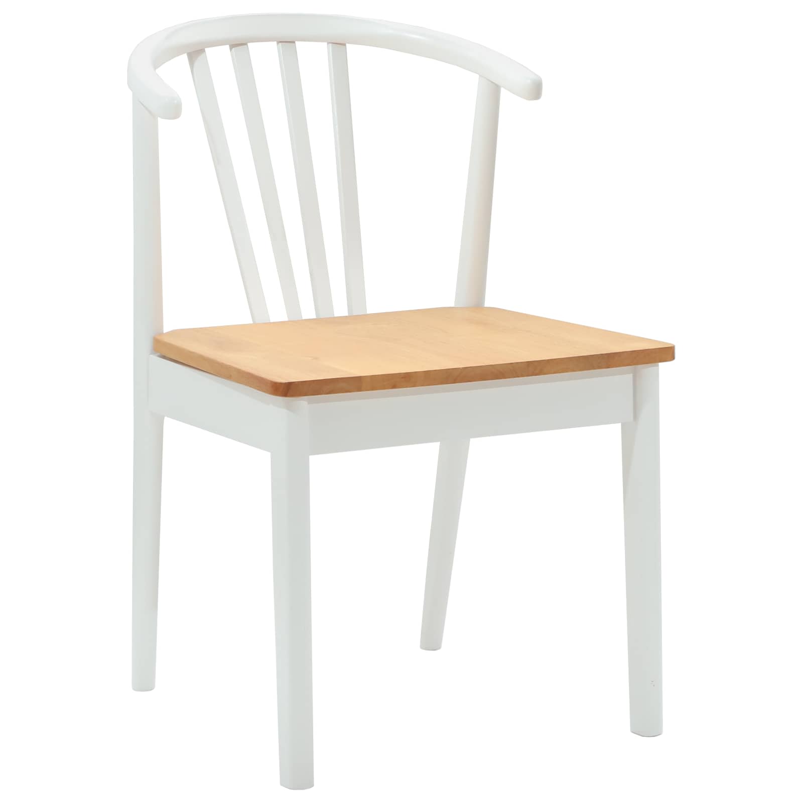 Esszimmerstuhl 2 pcs Weiß und Natur Solides Gummiholz