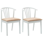 Esszimmerstuhl 2 pcs Weiß und Braun Solides Gummiholz