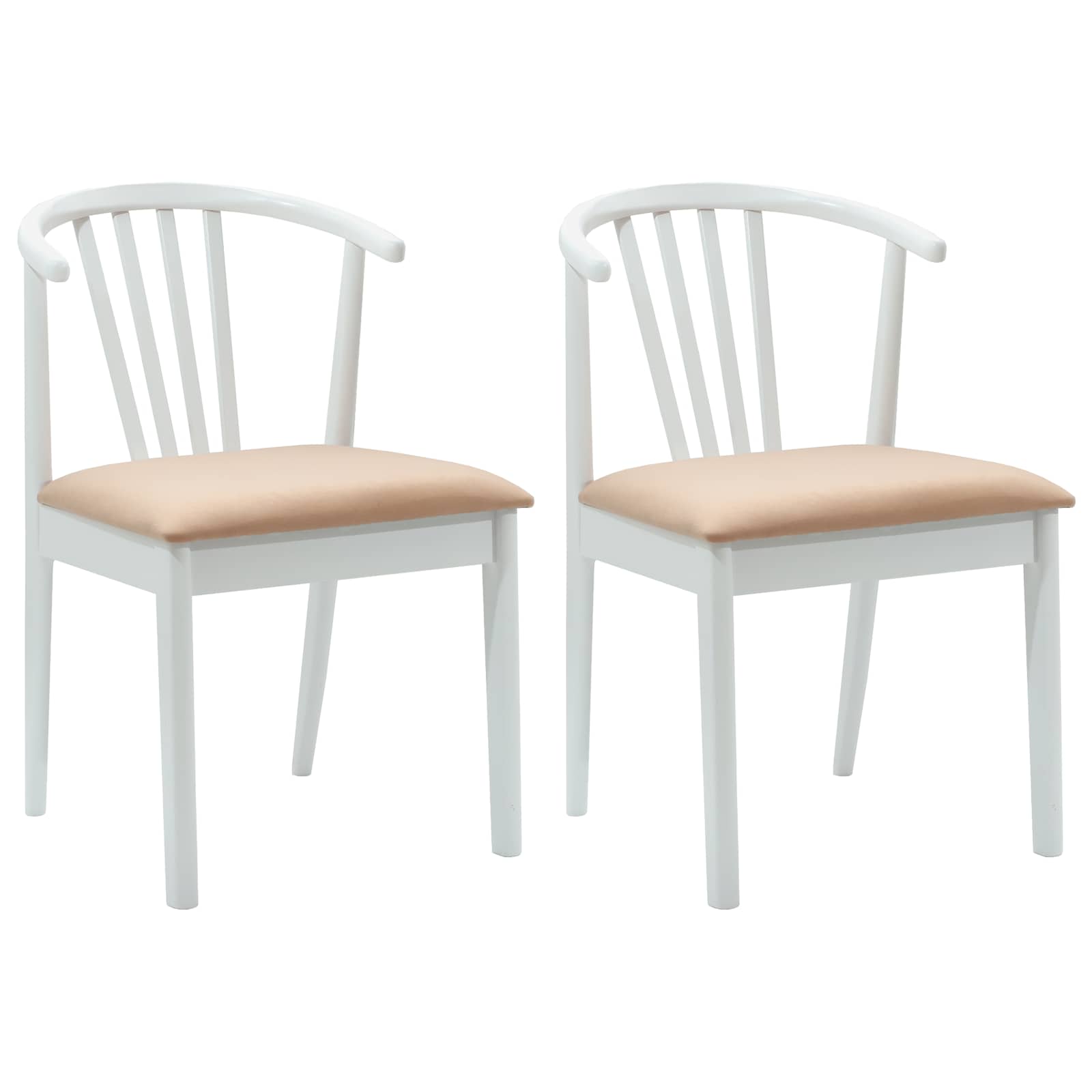 Esszimmerstuhl 2 pcs Weiß und Braun Solides Gummiholz