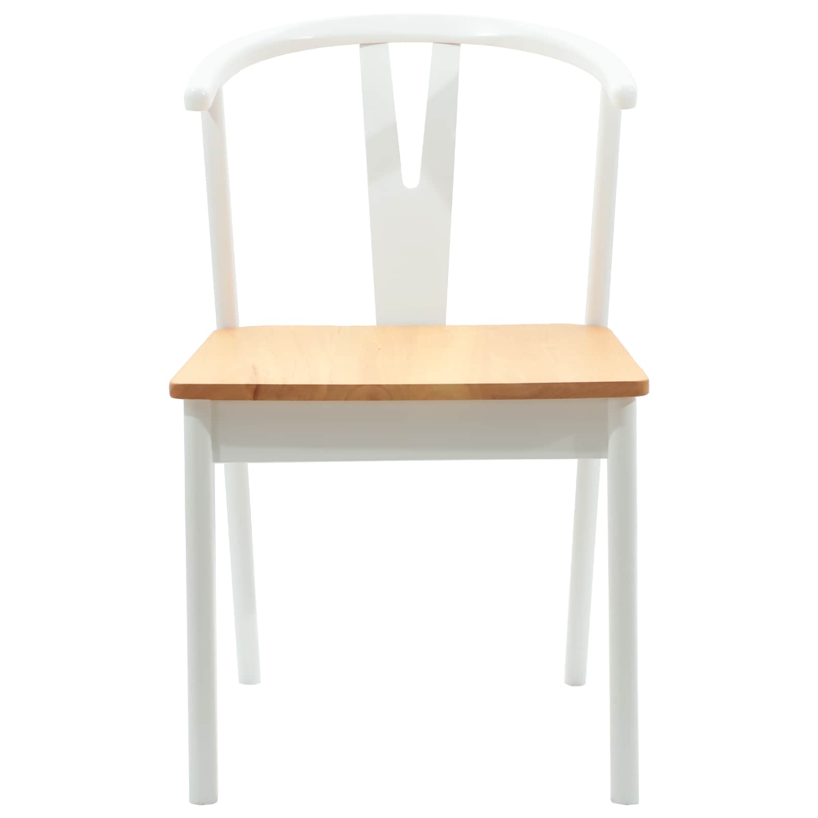 Esszimmerstuhl 2 pcs Weiß und Natur Massives Gummiholz