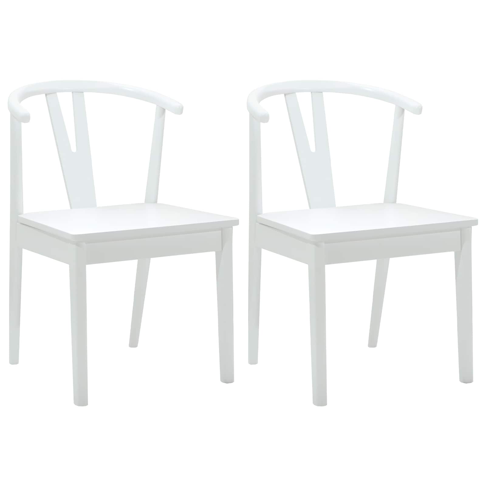Esszimmerstuhl 2 pcs Weiß und Weiß Massives Gummiholz