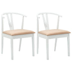 Esszimmerstuhl 2 pcs Weiß und Braun Massives Gummiholz