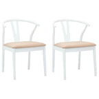 Esszimmerstuhl 2 pcs Weiß und Braun Massives Gummiholz