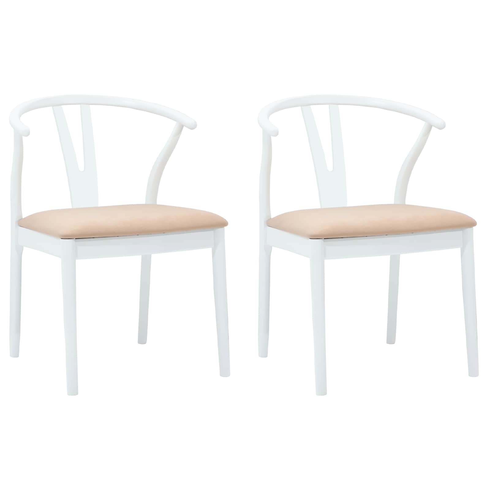 Esszimmerstuhl 2 pcs Weiß und Braun Massives Gummiholz