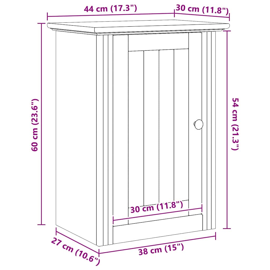 Badezimmer-Wandschrank mit Tür BODO Honigbraun 44 x 30 x 60 cm