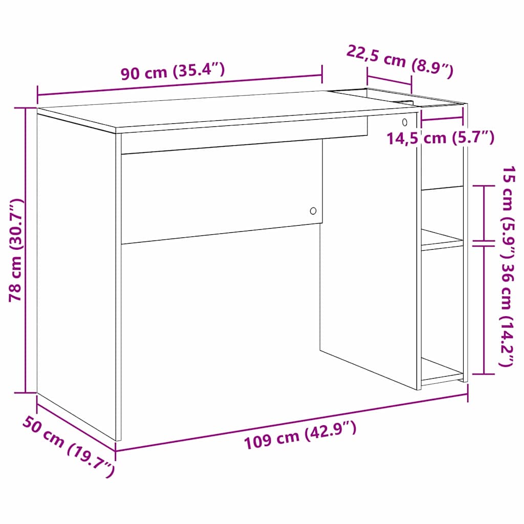 Schreibtisch Graues Sonoma 109 x 50 x 78 cm Holzwerkstoff