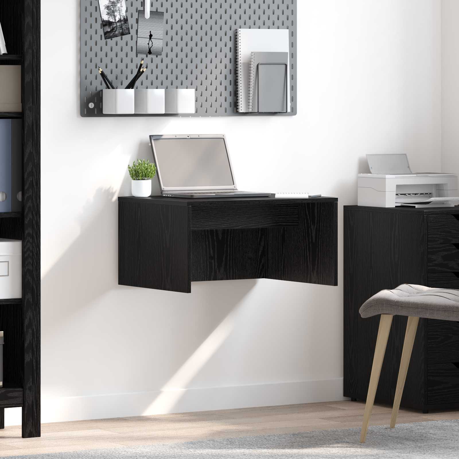 Wandtisch Schwarz Eichen-Optik 60 x 45 x 30 cm Holzwerkstoff
