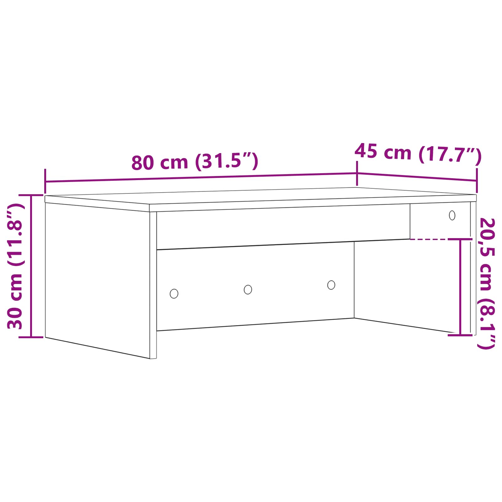 Wandtisch Wandmontiert Altholz 80 x 45 x 30 cm Holzwerkstoff