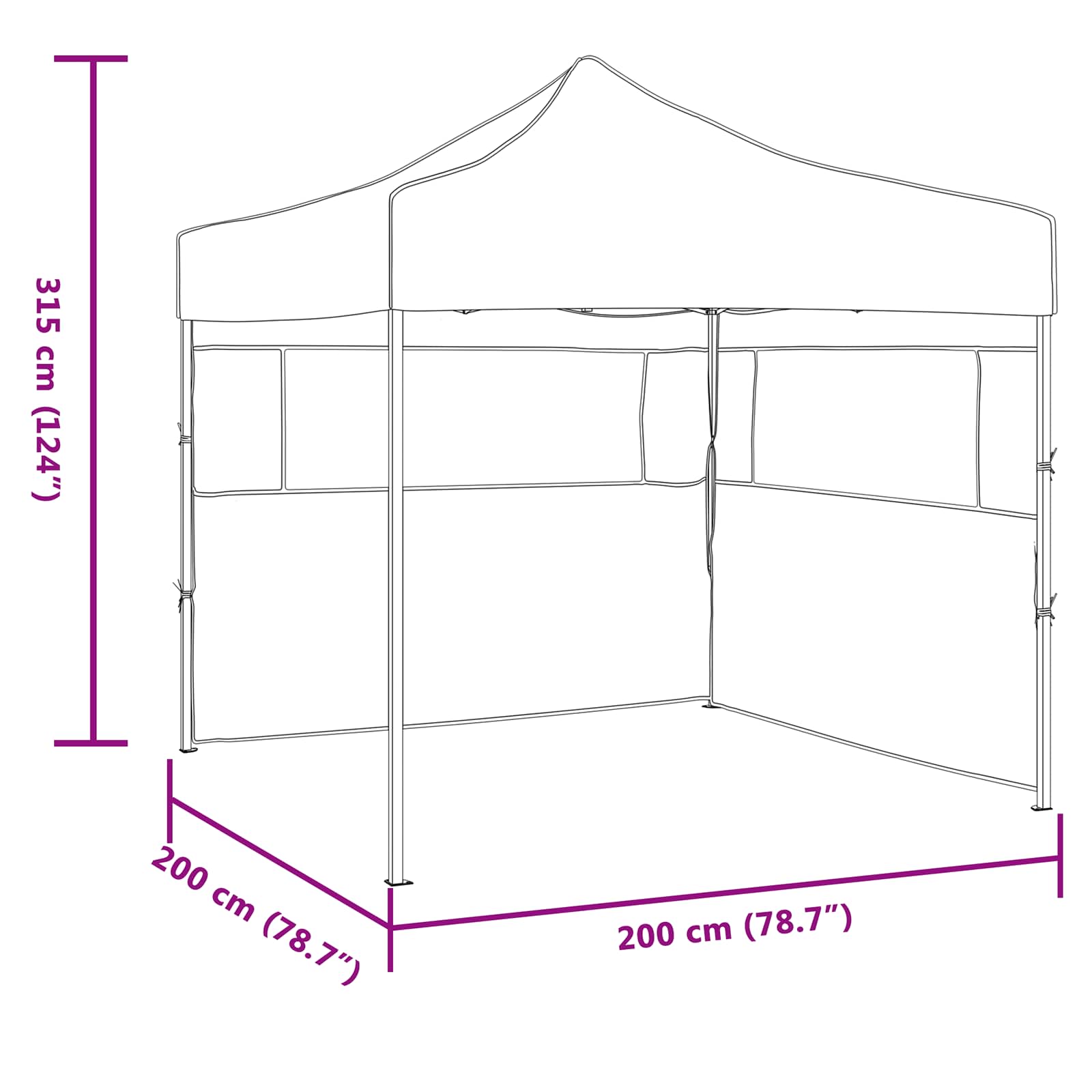 Party-Zelt Creme 200 x 200 x 315 cm Oxford-Stoff