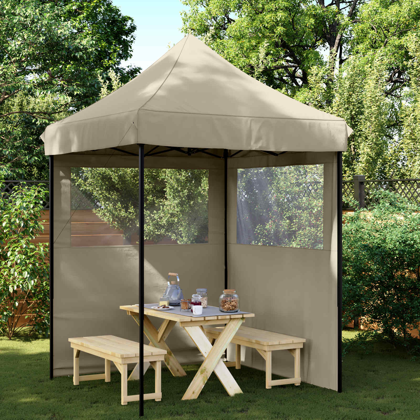 Party-Zelt Taupe 200 x 200 x 306 cm Oxford-Stoff