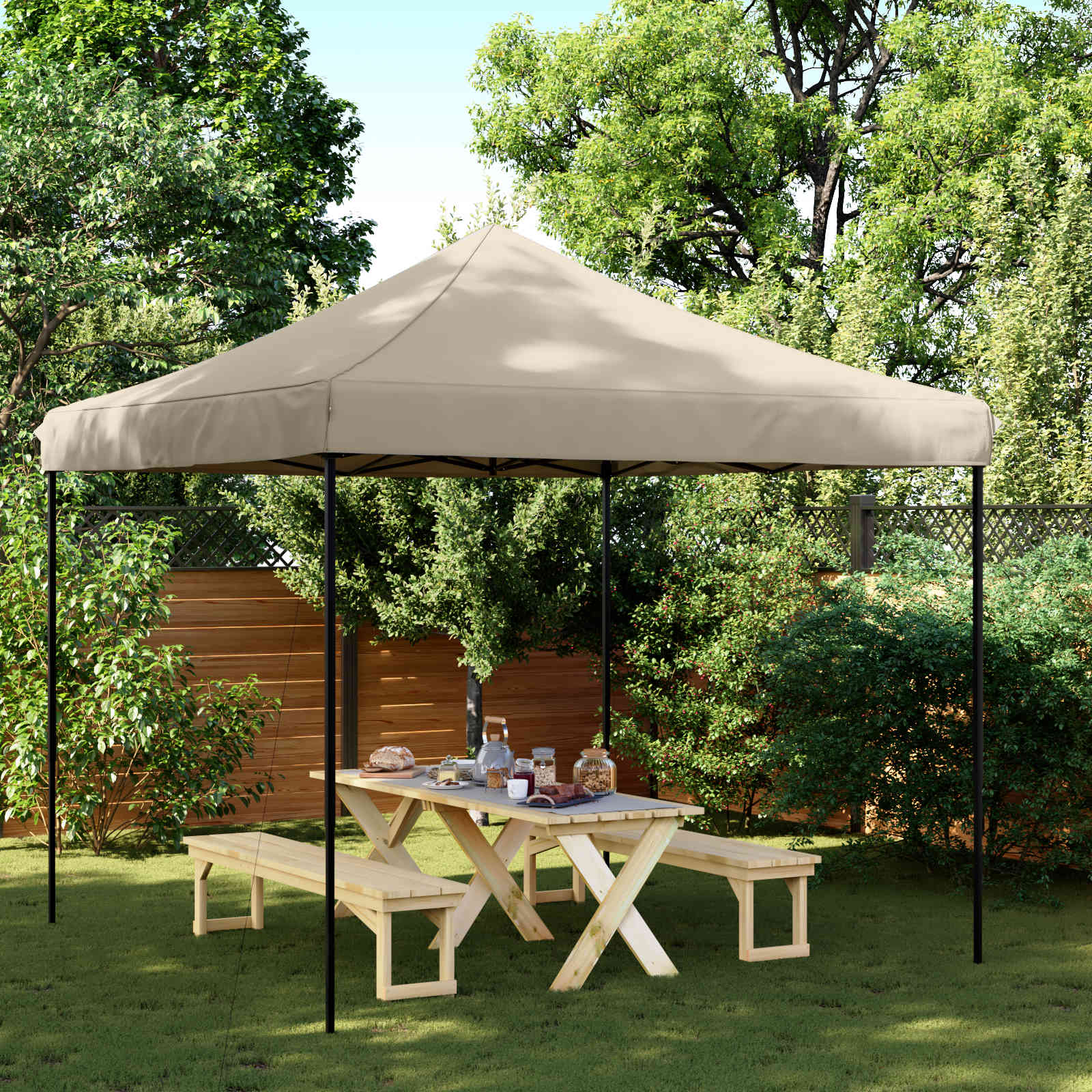 Party-Zelt Taupe 292 x 292 x 315 cm Oxford-Stoff