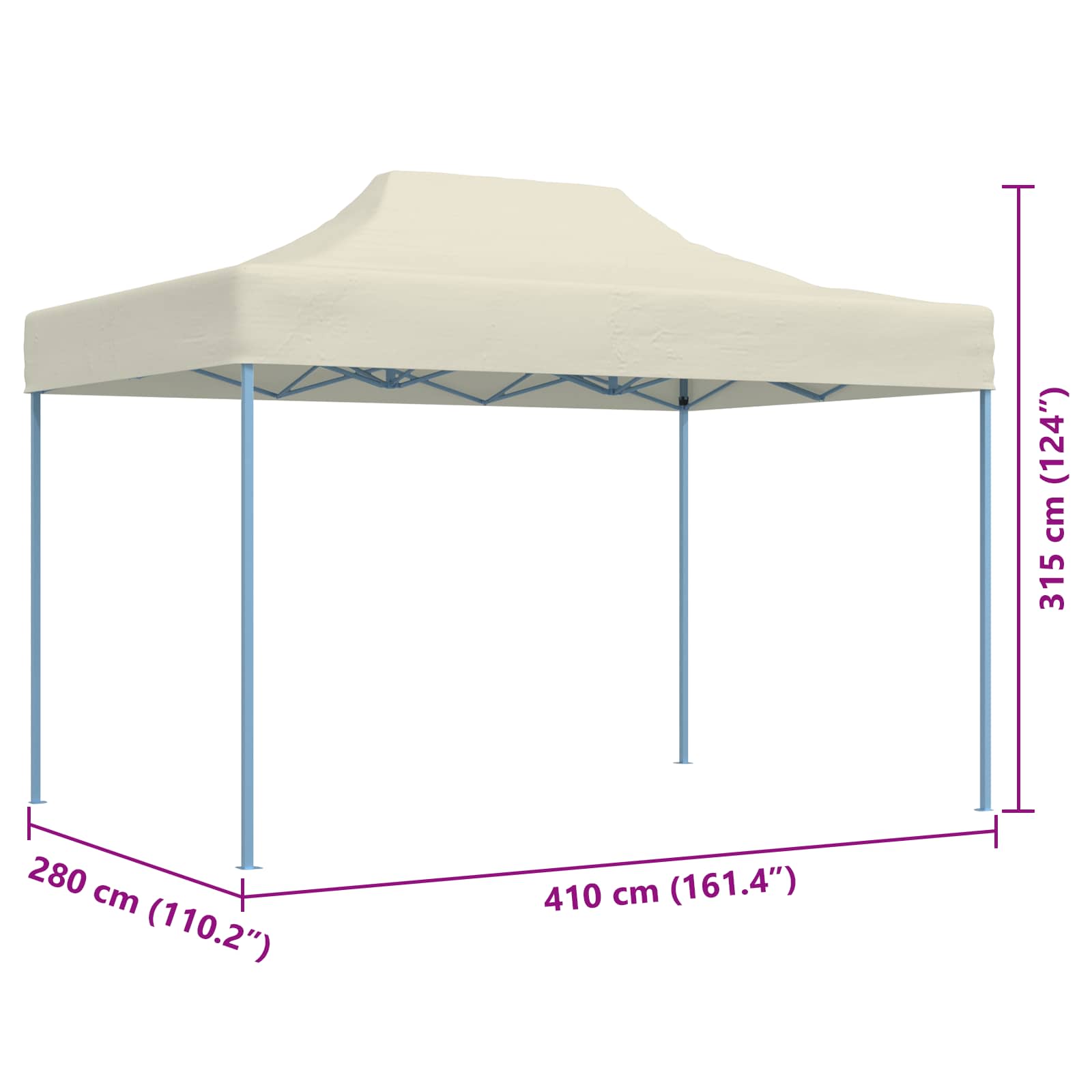 Party-Zelt Creme 280 x 410 x 315 cm Oxford-Stoff