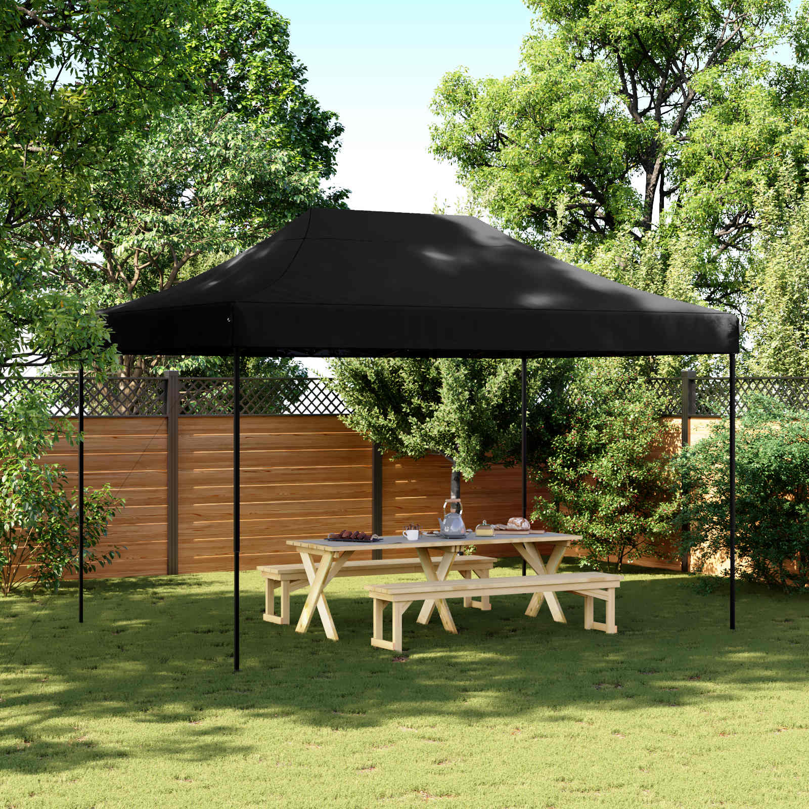 Party-Zelt Schwarz 279 x 410 x 315 cm Oxford-Stoff