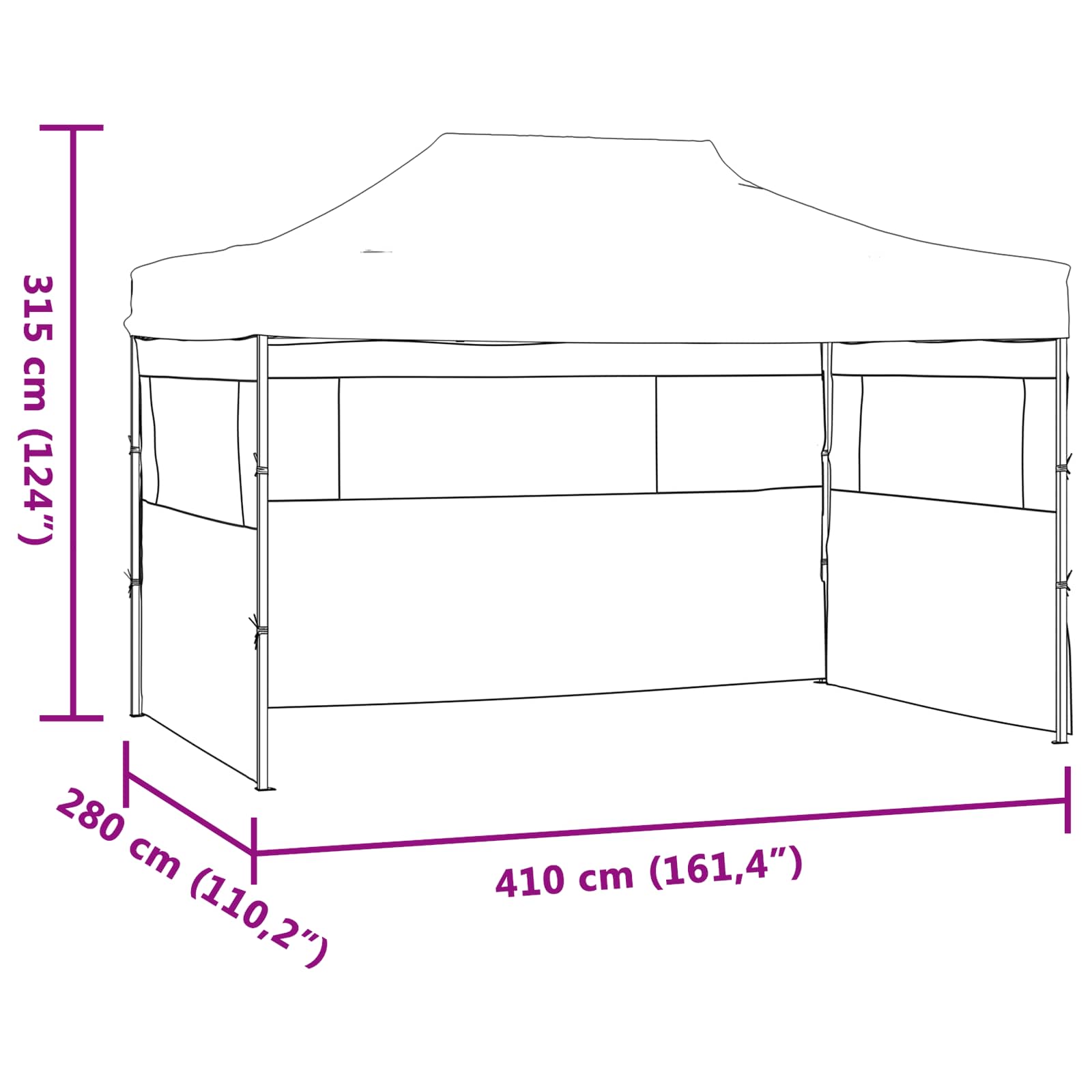 Party-Zelt Creme 280 x 410 x 315 cm Oxford-Stoff