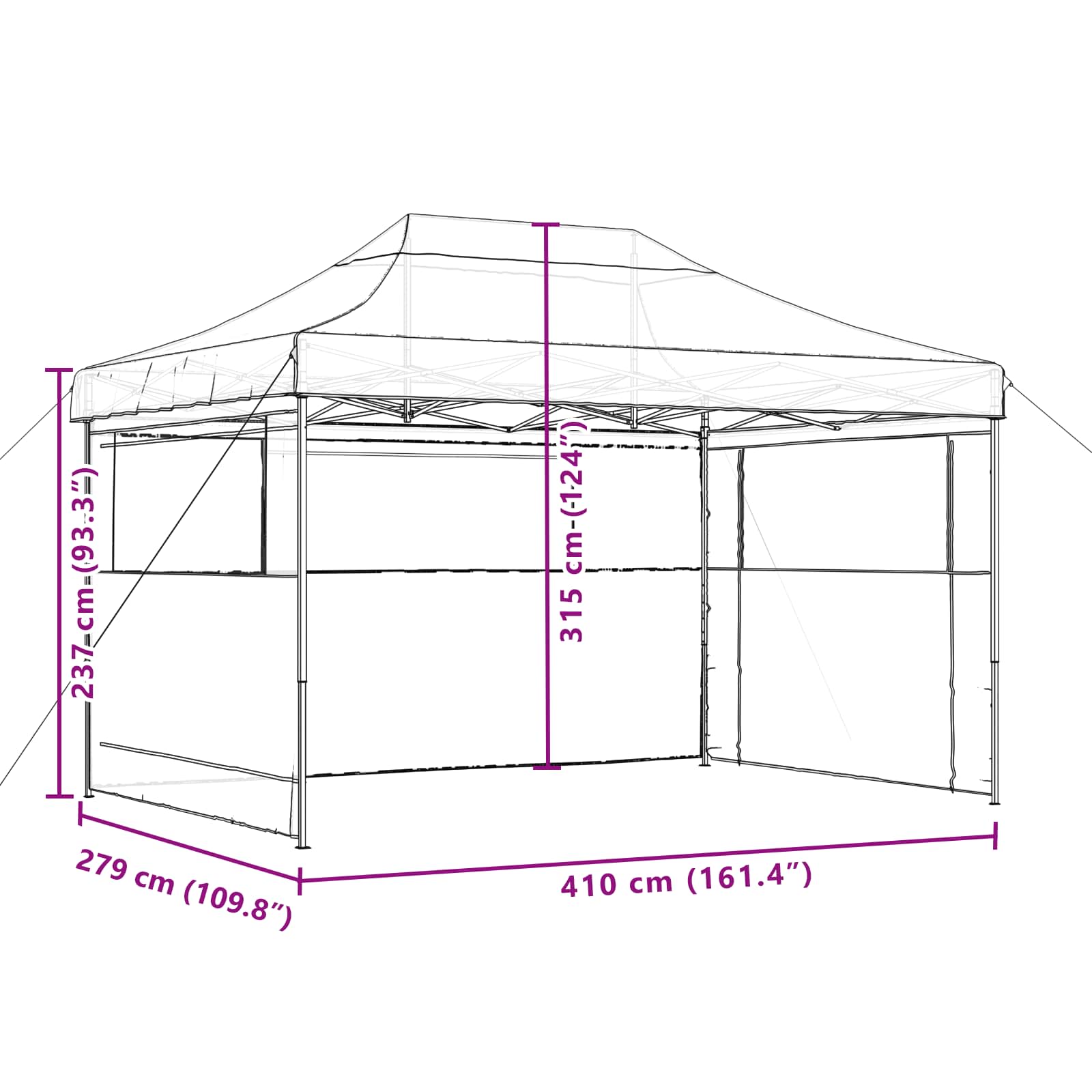 Party-Zelt Braun 279 x 410 x 315 cm Oxford-Stoff