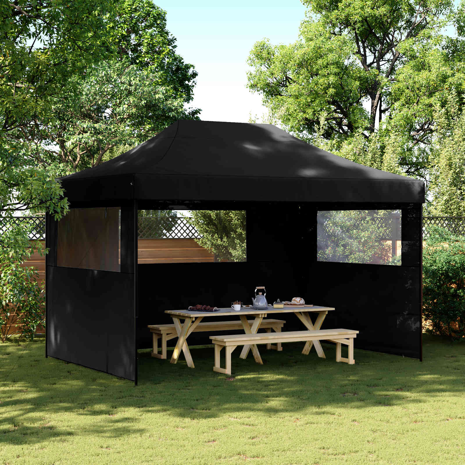 Party-Zelt Schwarz 279 x 410 x 315 cm Oxford-Stoff