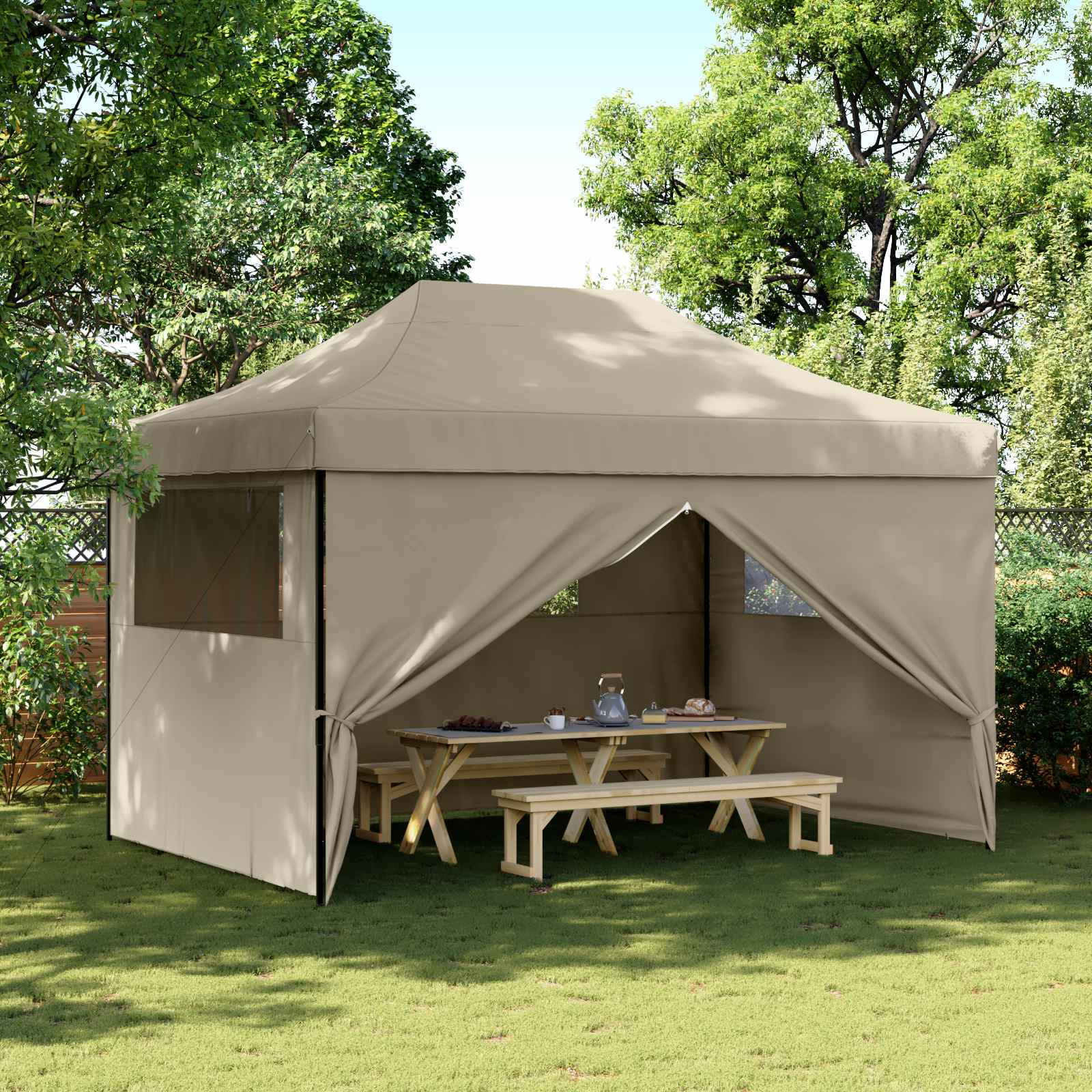 Party-Zelt Taupe 279 x 410 x 315 cm Oxford-Stoff