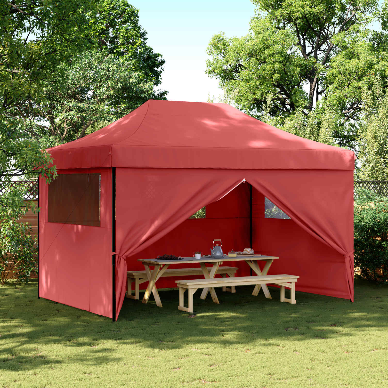 Party-Zelt Bordeauxrot 279 x 410 x 315 cm Oxford-Stoff