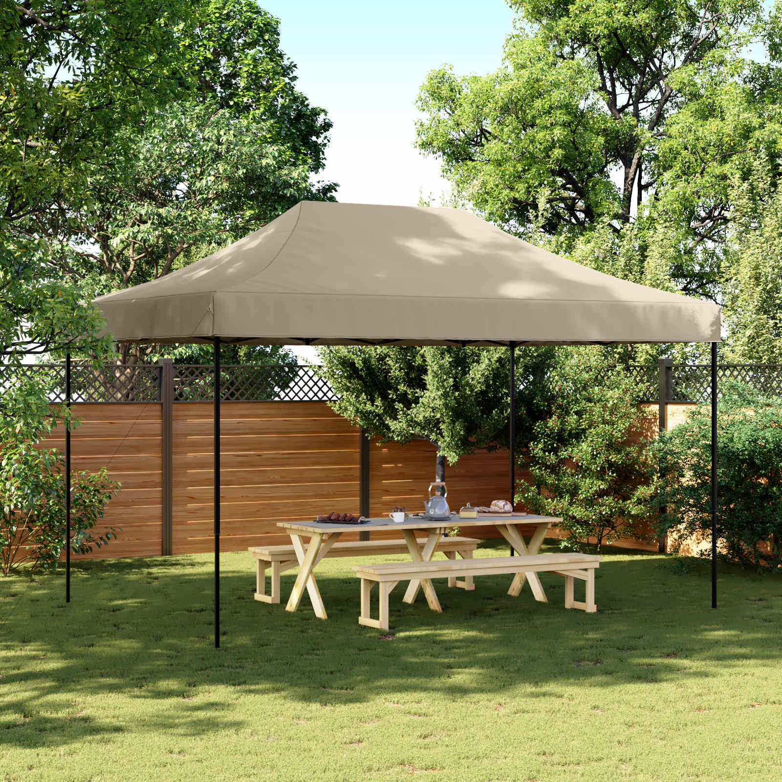 Party-Zelt Taupe 292 x 440 x 315 cm Oxford-Stoff