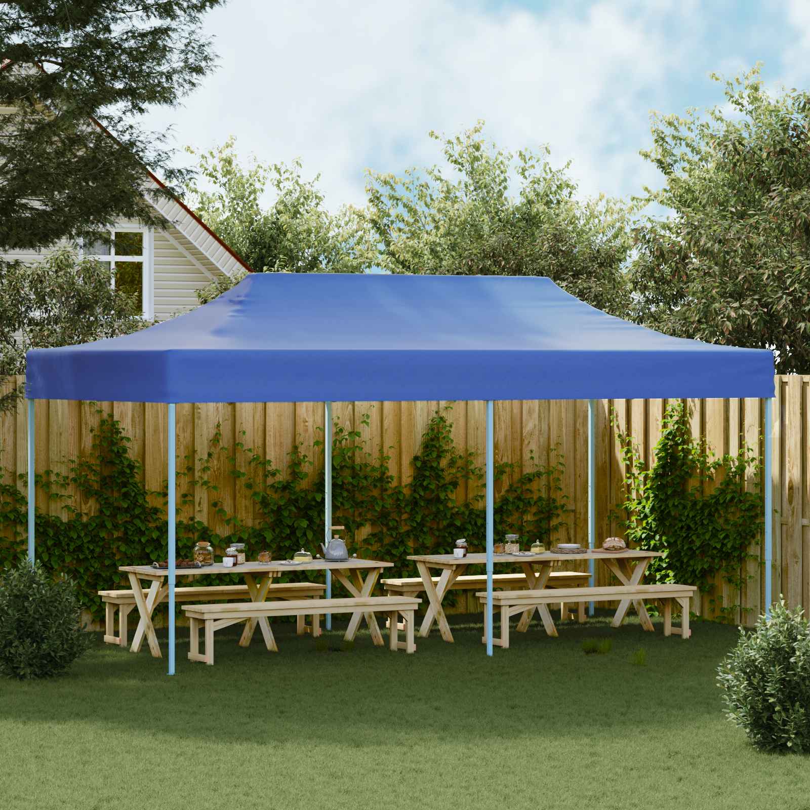 Party-Zelt Blau 291 x 580 x 315 cm Oxford-Stoff