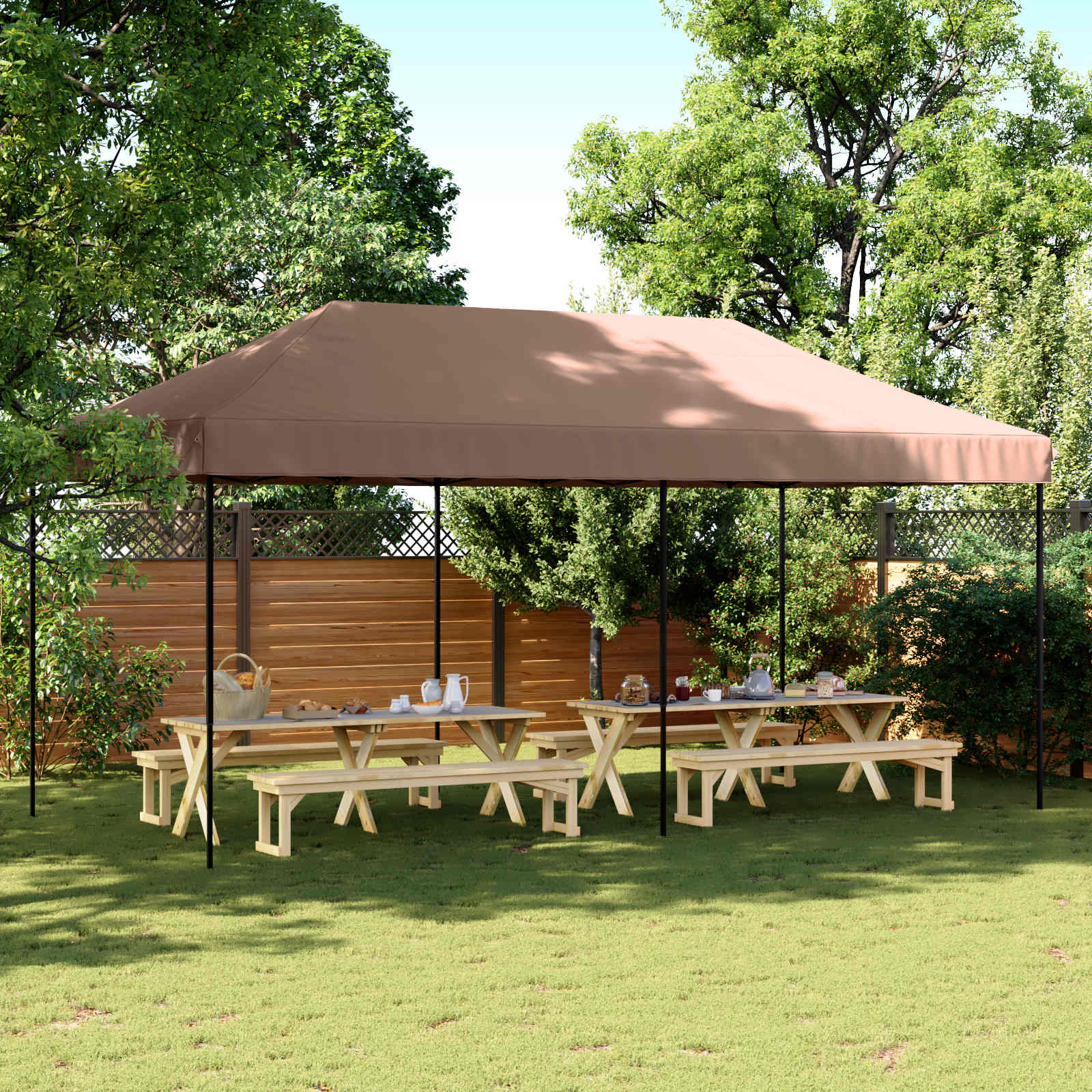 Party-Zelt Braun 292 x 580 x 315 cm Oxford-Stoff
