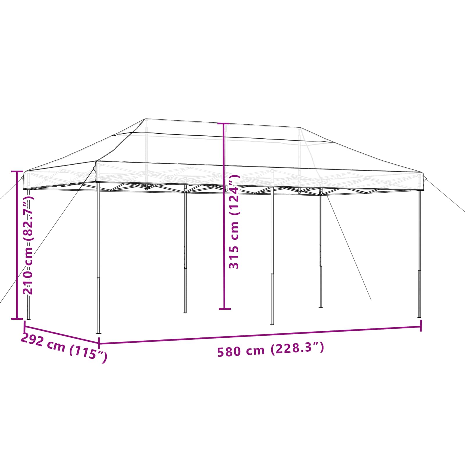 Party-Zelt Braun 292 x 580 x 315 cm Oxford-Stoff