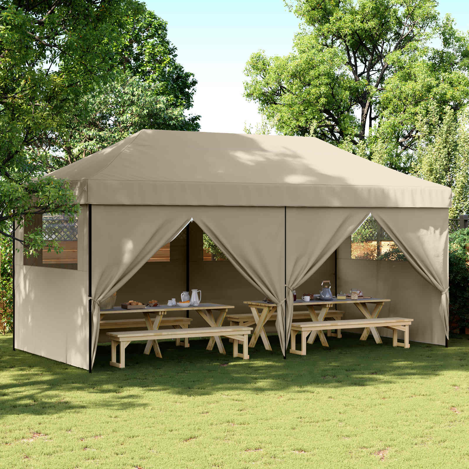 Party-Zelt Taupe 292 x 580 x 315 cm Oxford-Stoff