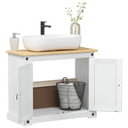 Waschbeckenunterschrank mit Regal mit Tür Weiß 73 x 33 x 60 cm