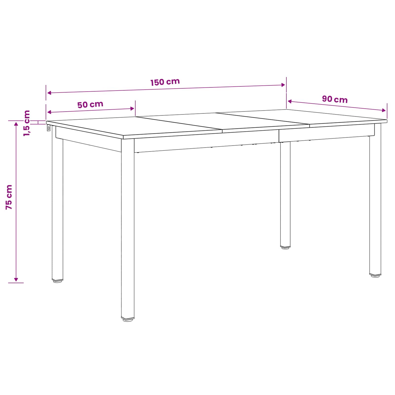 Esstische 150 x 78 x 75 cm METALL