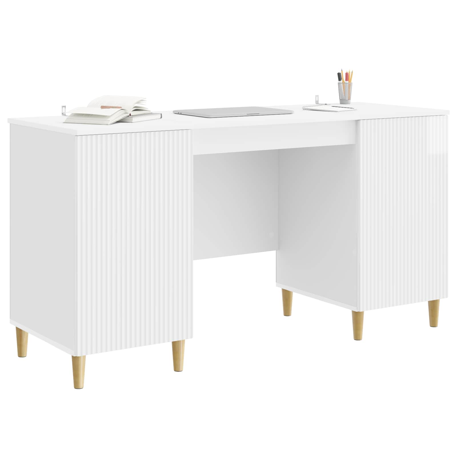 Schreibtisch Hochglanz Weiß 142,5 x 50 x 75 cm Holzwerkstoff