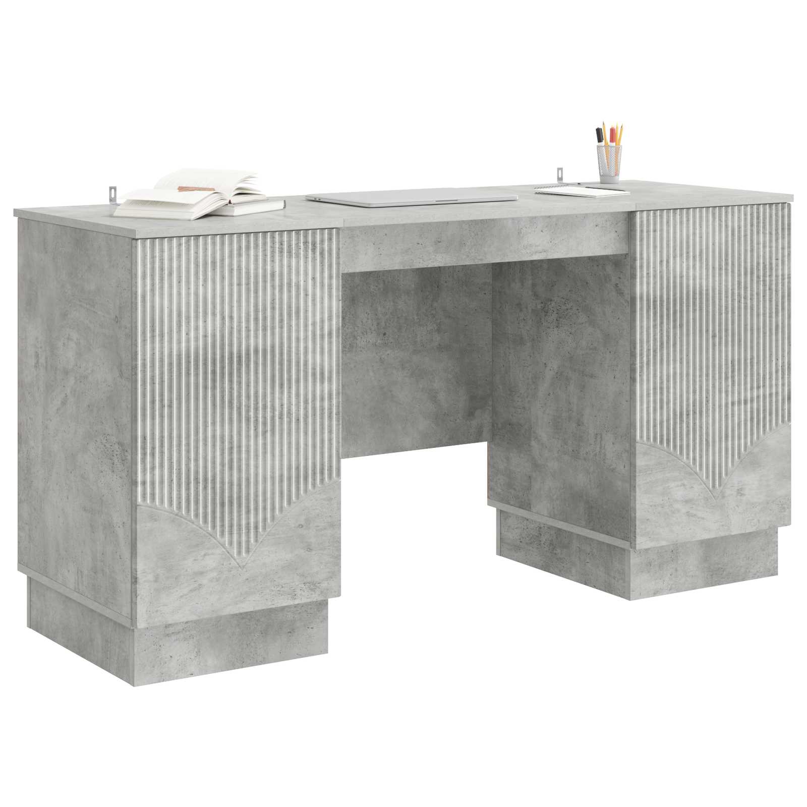 Schreibtisch mit Tür Betongrau 142,5 x 50 x 75 cm Holzwerkstoff