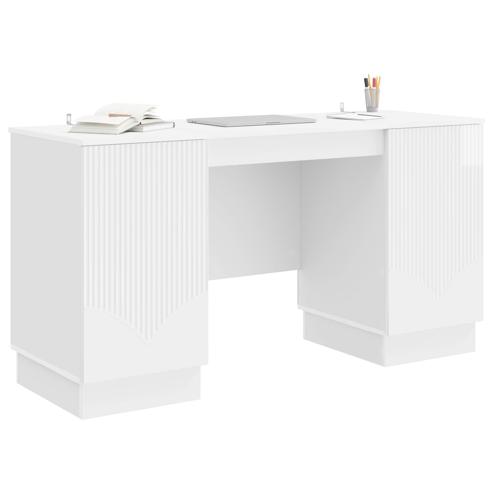 Schreibtisch Hochglanz Weiß 142,5 x 50 x 75 cm Holzwerkstoff