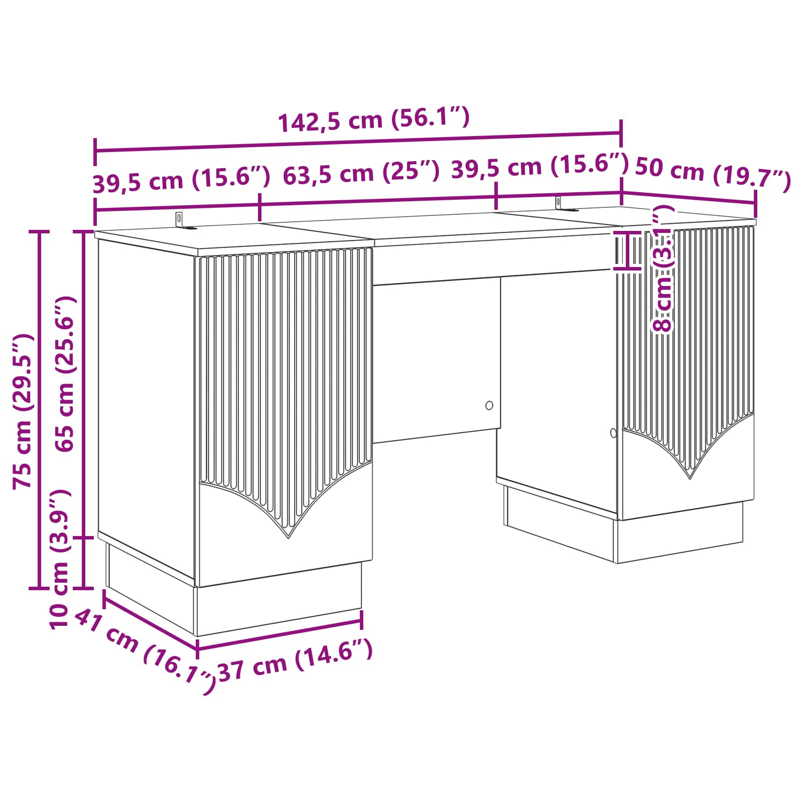 Schreibtisch Artisan-Eiche 142,5 x 50 x 75 cm Holzwerkstoff