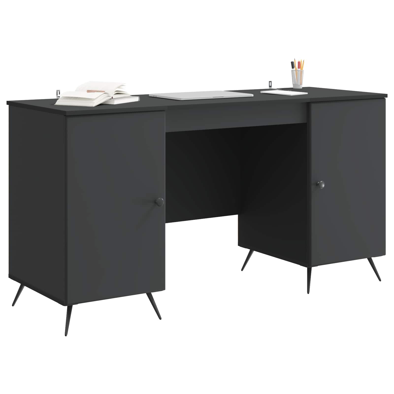 Schreibtisch mit Regal Schwarz 142,5 x 50 x 75 cm Holzwerkstoff
