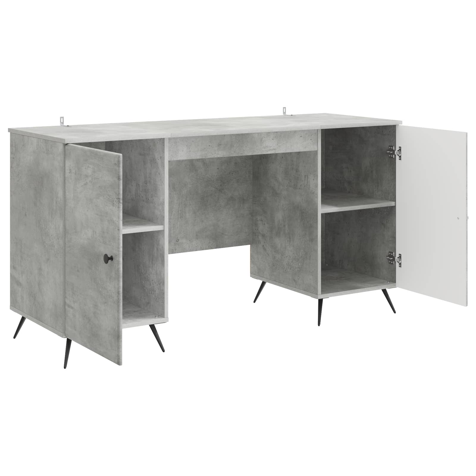 Schreibtisch mit Tür Betongrau 142,5 x 50 x 75 cm Holzwerkstoff